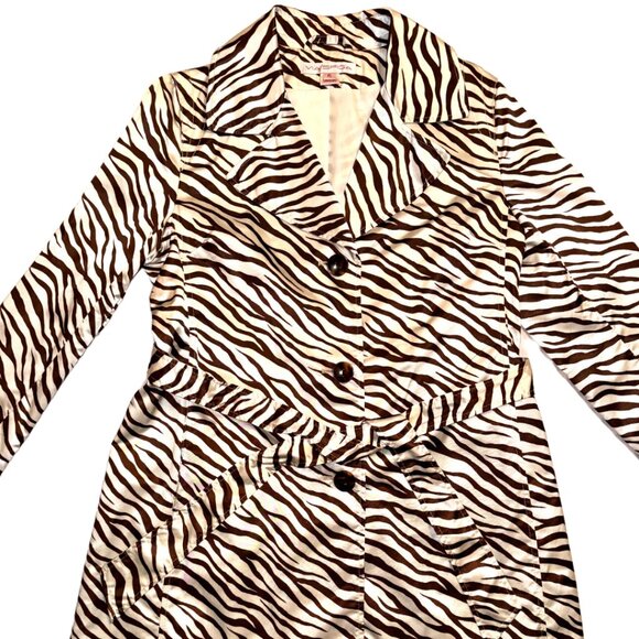 VIA SPIGA | VNTG Zebra Print Belted Trench Coat Jacket - Picture 3 of 5